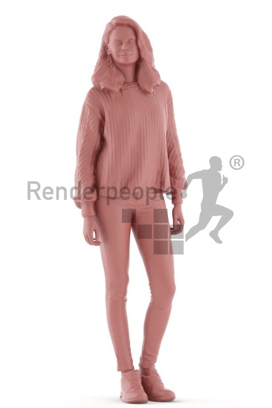 3d people casual, woman standing