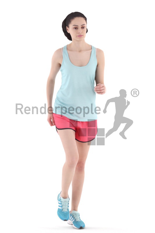 3d people sports, woman running and jogging