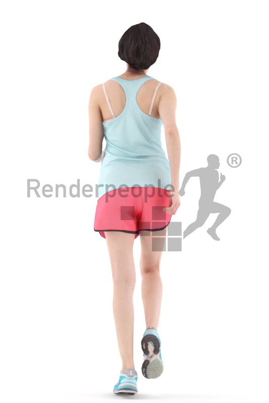 3d people sports, woman running and jogging