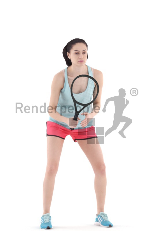 3d people sports, woman holding tennis racket