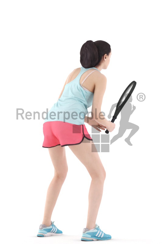 3d people sports, woman holding tennis racket