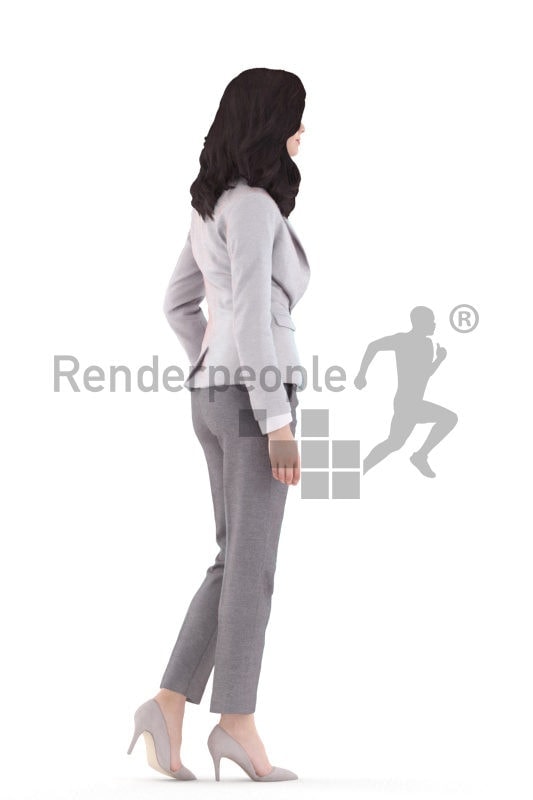 3d people business, white 3d woman walking