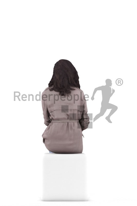 3d people casual, south american 3d woman sitting and smiling