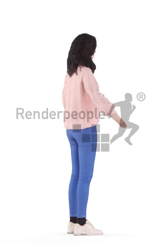 Rigged human 3D model by Renderpeople, white woman, casual