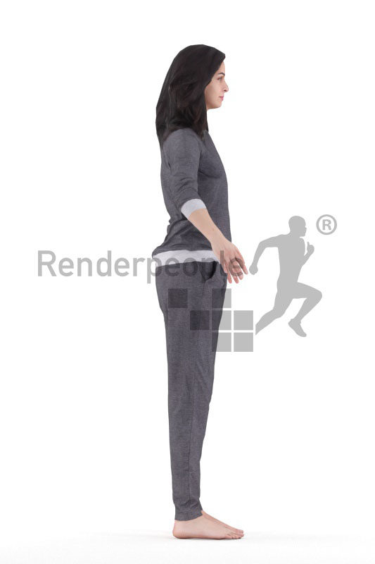 Rigged and retopologized 3D People model – european woman in sleepwear