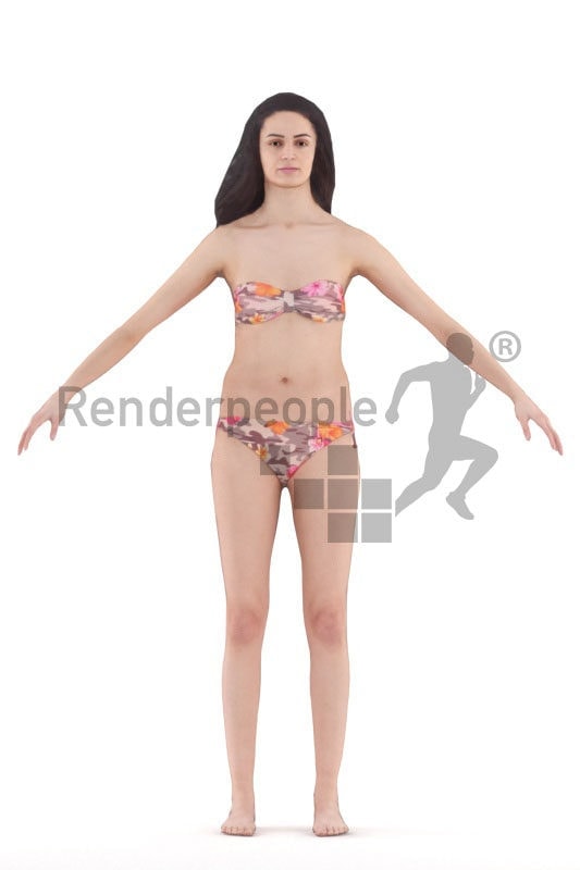 3d people swimwear, rigged woman in A Pose