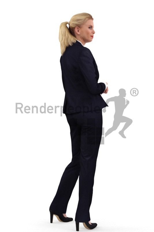 3d people business, white 3d woman wearing a suit