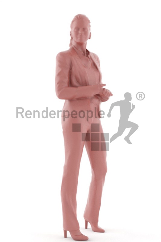3d people business, white 3d woman wearing a suit