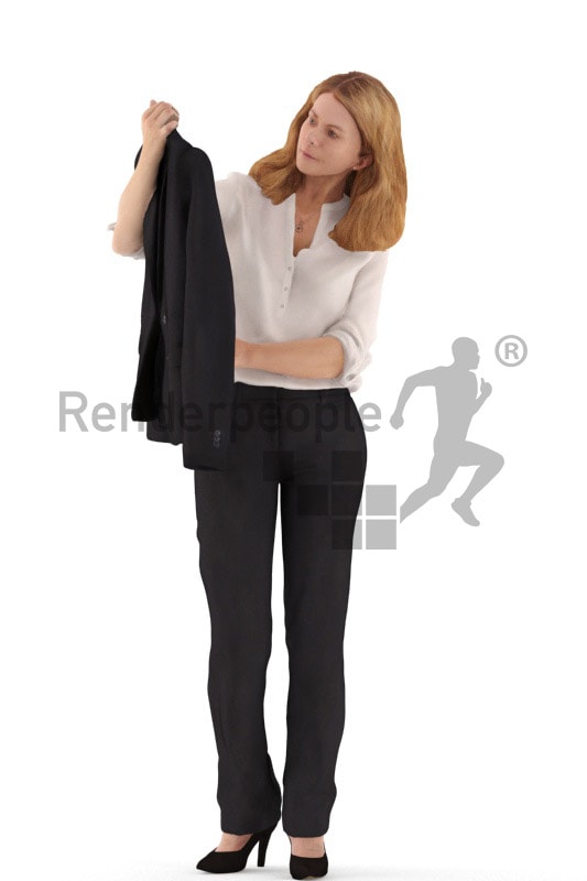 3d people retail, white 3d woman standing shopping new clothes
