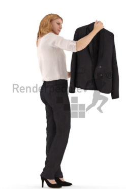 3d people retail, white 3d woman standing shopping new clothes