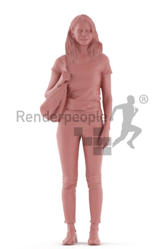 3d people casual, white 3d woman standing smiling