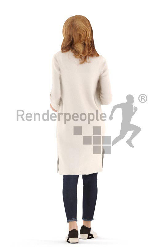 3d people casual, white 3d woman walking and talking