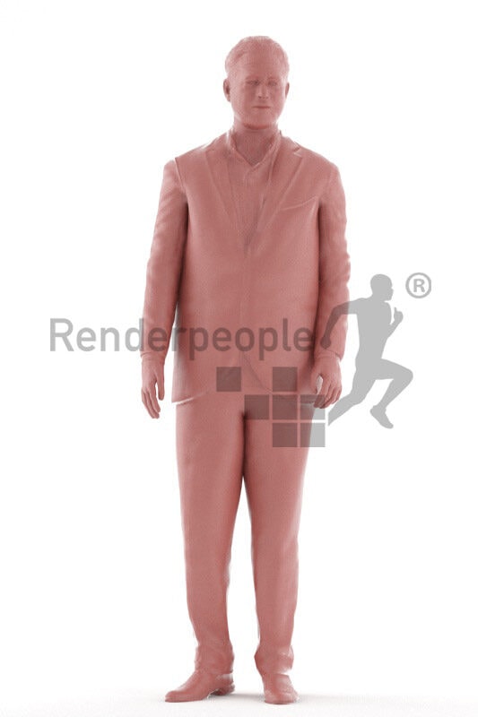 Animated human 3D model by Renderpeople – elderly white man in suit, talking