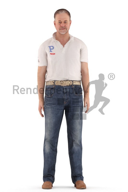 3d people casual, white animated man walking