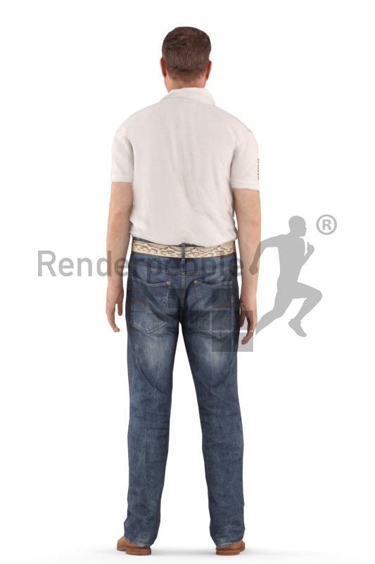 3d people casual, white animated man standing