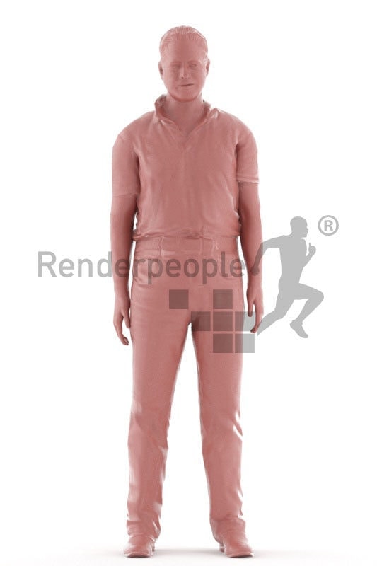 3d people casual, white animated man standing