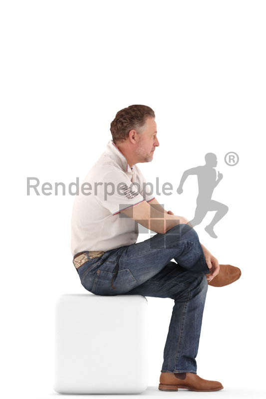 3d people casual, mam sitting