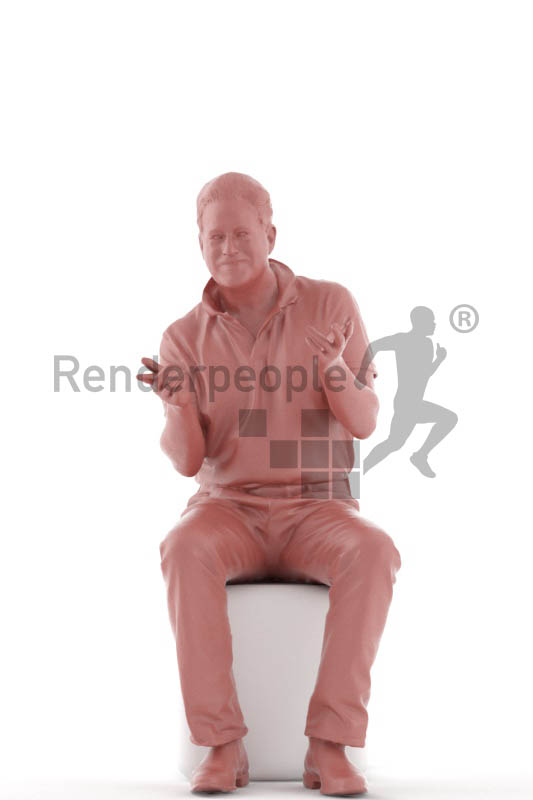 3d people casual, mam sitting and discussing