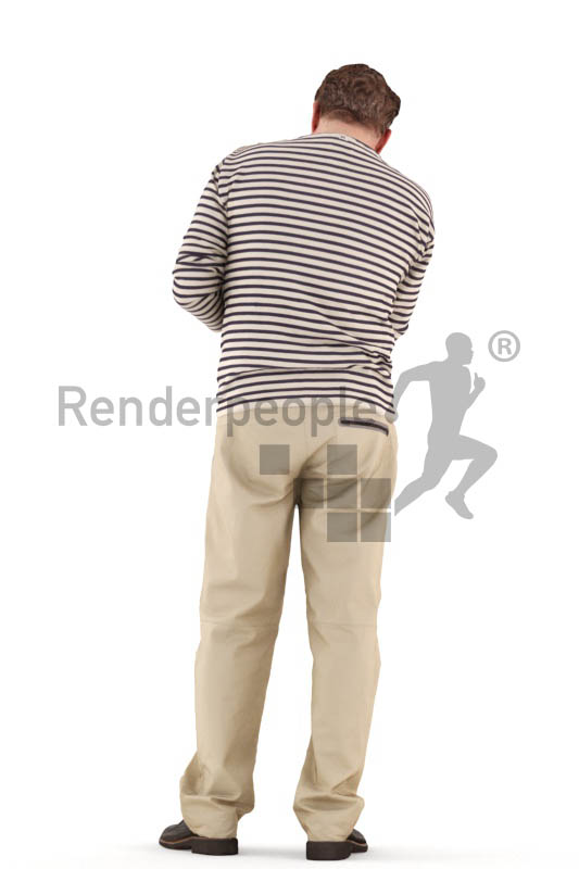 3d people casual, man standing and reading a book