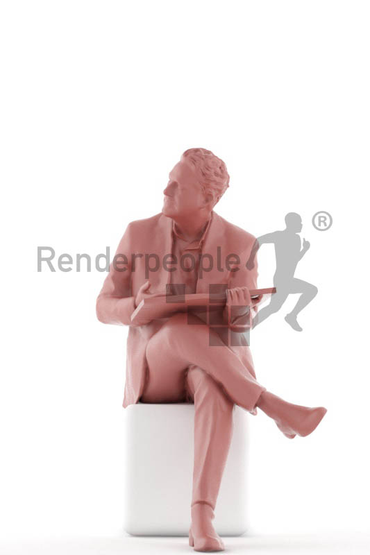 3d people business, man sitting wit a folder and talking