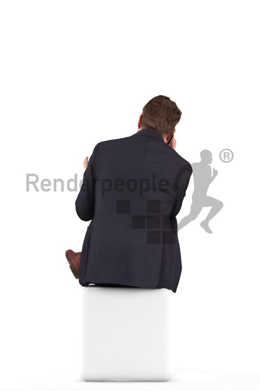 3d people business, man sitting and calling