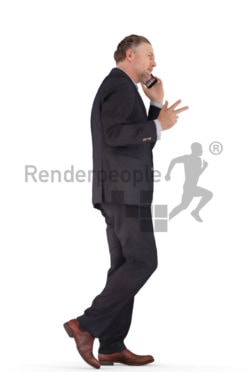 3d people business, man walking and calling