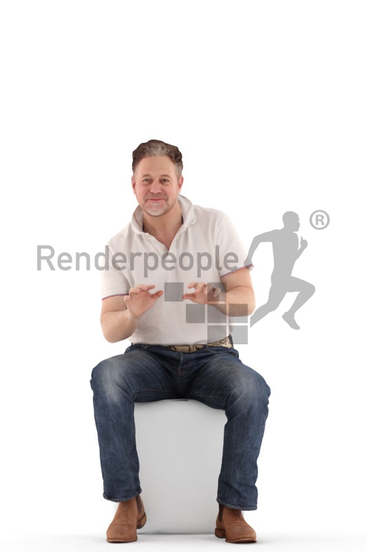 3d people casual, man sitting and typing