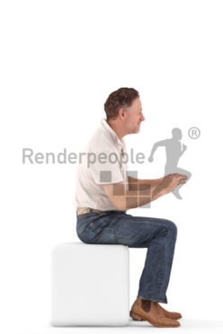 3d people casual, man sitting and typing