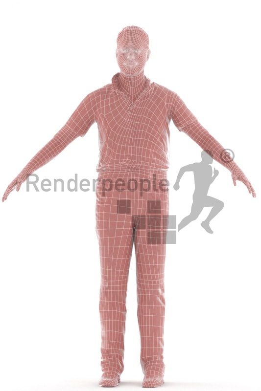 3d people casual, rigged best ager man in A Pose