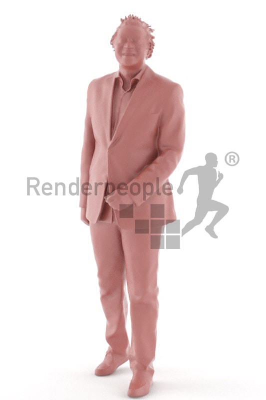 3d people casual, black 3d man wearing standing and observing