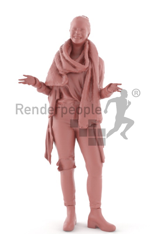 3d people casual, middle eastern 3d woman smiling