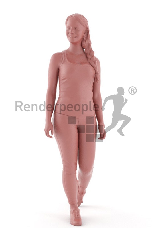 3d people casual, middle eastern 3d woman walking and smiling
