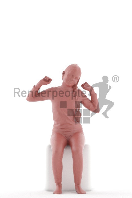 3D People model for 3ds Max and Cinema 4D – european girl in sleepwear, waking up