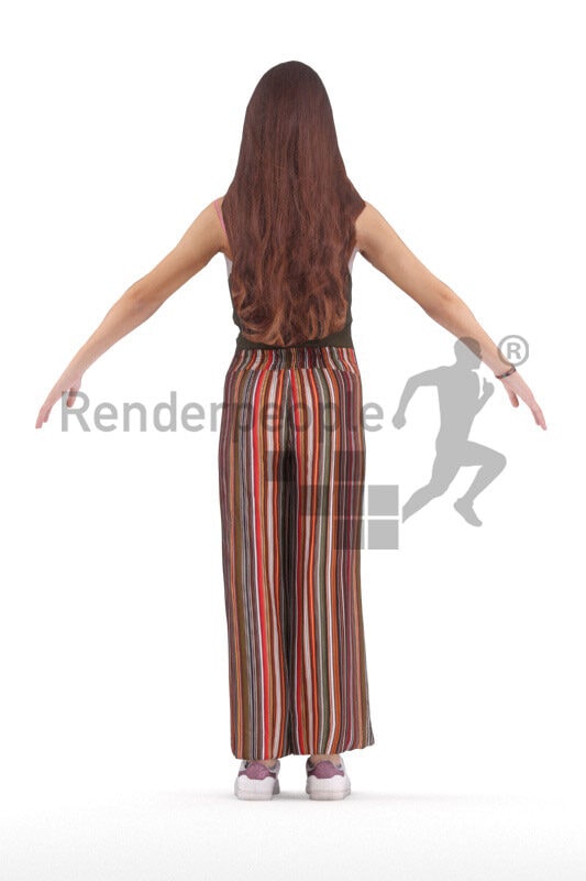 Rigged 3D People model for Maya and Cinema 4D – european teenage girl in casual summer outfit