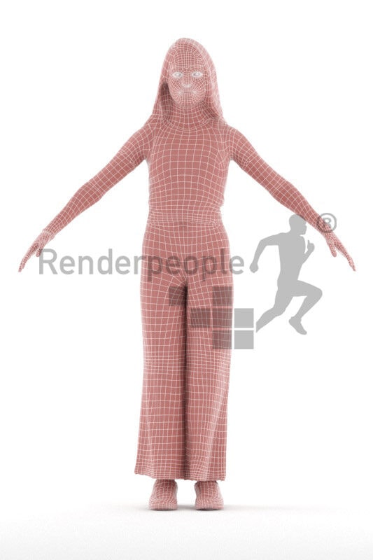 Rigged 3D People model for Maya and Cinema 4D – european teenage girl in casual summer outfit