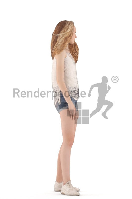 3d people casual, animated woman idling