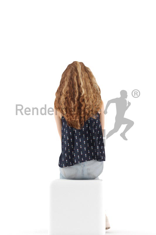 3d people kids, white 3d child sitting, waiting with shopping bags