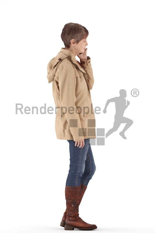 3d people casual. best ager woman calling somebody with her phone
