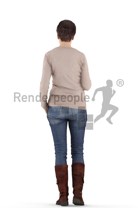 3d people casual. best ager woman standing and paying with her credit card