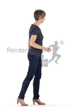 3d people casual. best ager woman walking and smiling