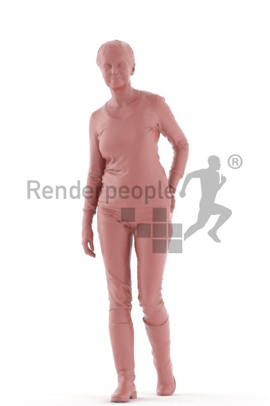 3d people casual, best ager woman walking