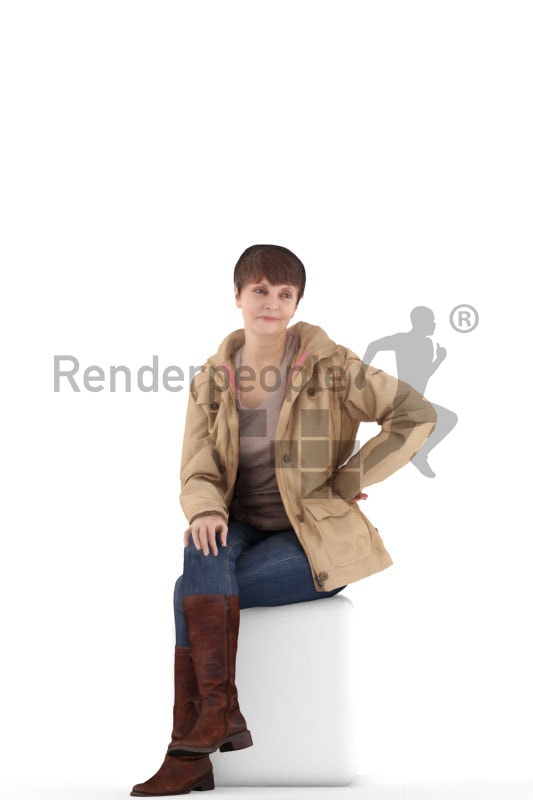 3d people casual, best ager woman sitting