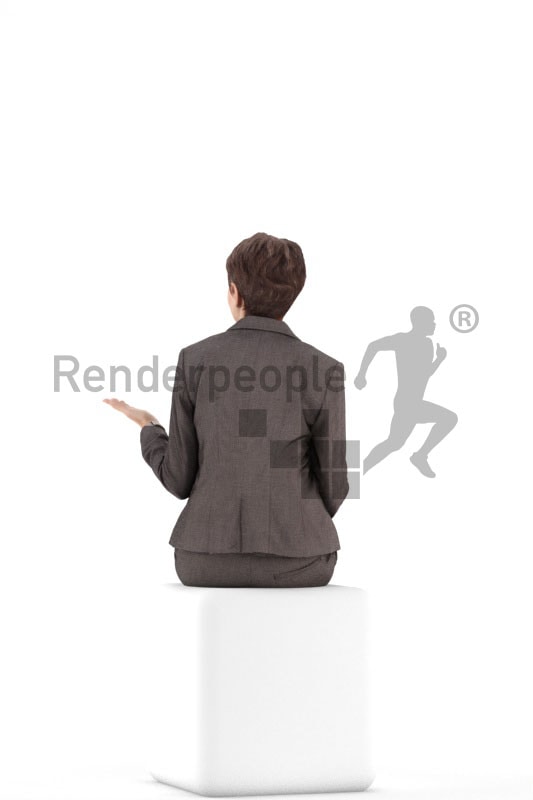 3d people business. best ager woman sitting and holding a cup and talking