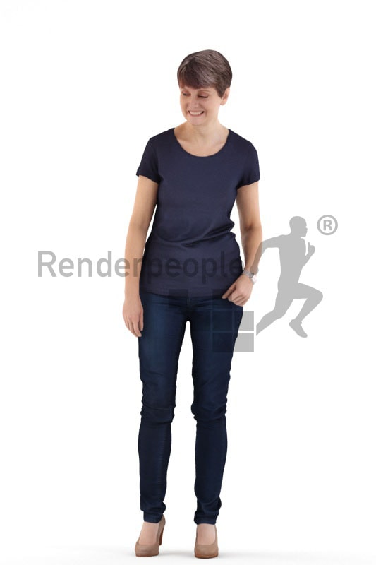 3d people casual, best ager woman standing and smiling