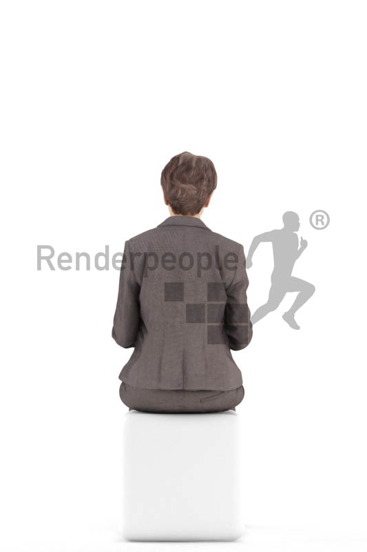 3d people business. best ager woman sitting and typing