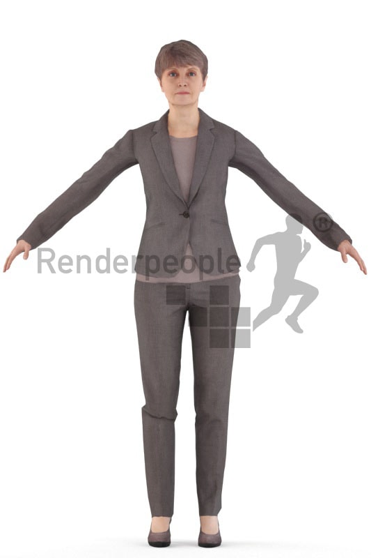 3d people buisness, rigged, elderly woman standing in a-pose