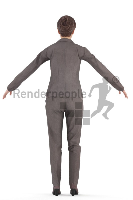 3d people buisness, rigged, elderly woman standing in a-pose