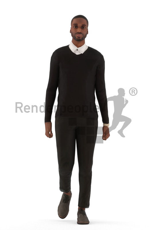 Animated 3D People model for Unreal Engine and Unity – black male in office look, walking
