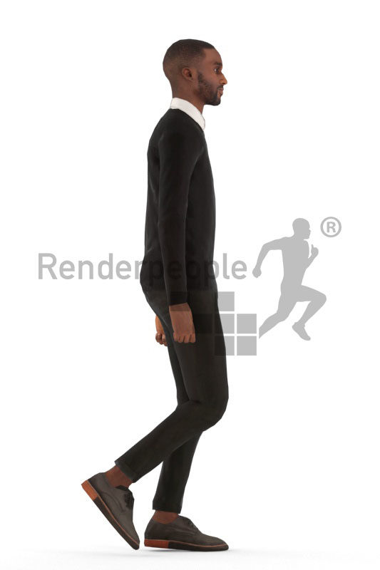 Animated 3D People model for Unreal Engine and Unity – black male in office look, walking