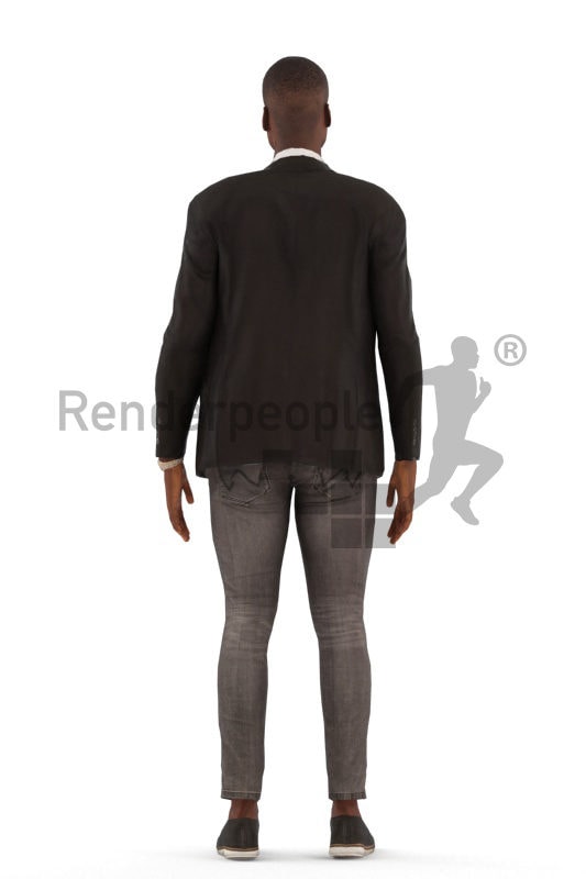 Animated 3D People model for Unreal Engine and Unity – black man, event, suit, standing